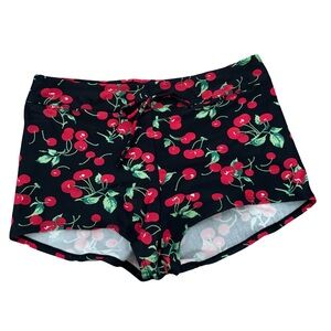 Y2K Traffic Black Cherry Pattern High Waist Mini Shorts